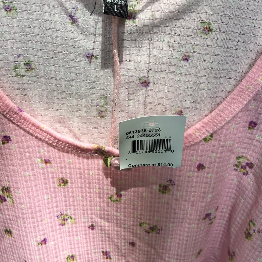 NWT Try! This Pink Floral Textured Tank Top Women’s L Large Rose